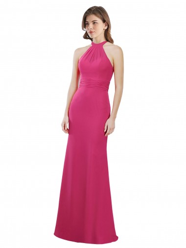 Rubin A-Linien Neckholder Chiffon Lange Brautjungfernkleider Websites