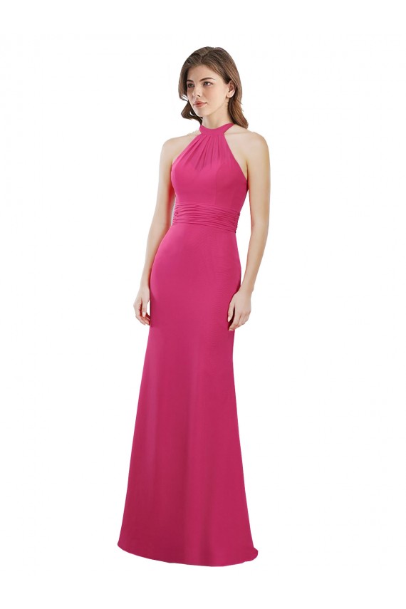 Rubin A-Linien Neckholder Chiffon Lange Brautjungfernkleider Websites