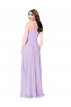 Safran A-Linien V-Ausschnitt Chiffon Lange Brautjungfernkleider Websites