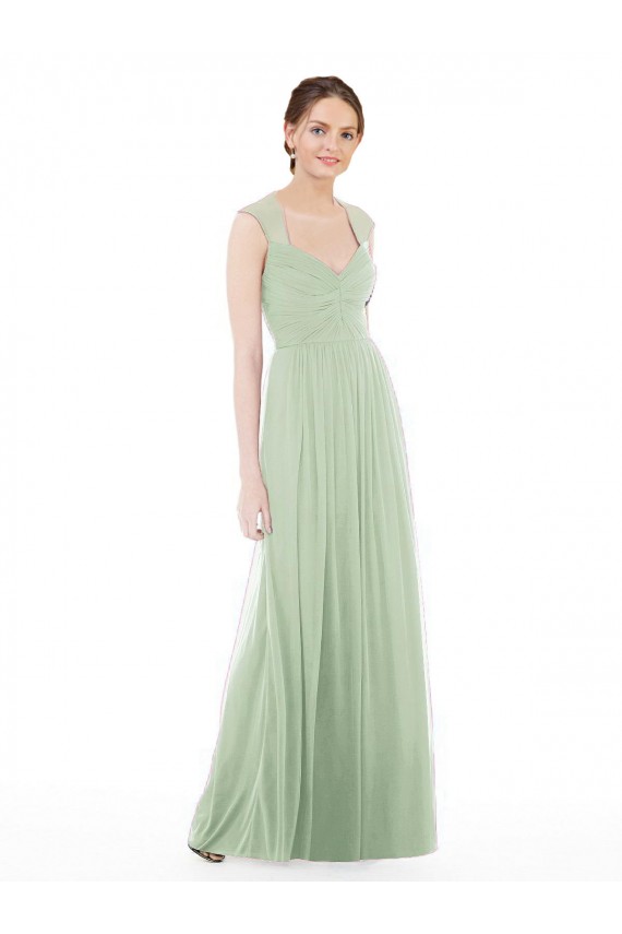 Salbeigrün A-Linien Chiffon Lange Brautjungfernkleider Websites