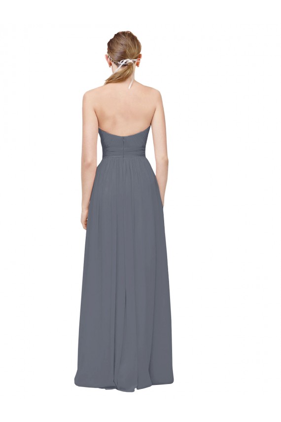 Schiefergrau A-Linien Chiffon Lange Brautjungfernkleider Websites