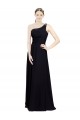 Schwarz A-Linien Eine-Schulter Chiffon Lange Brautjungfernkleider Websites