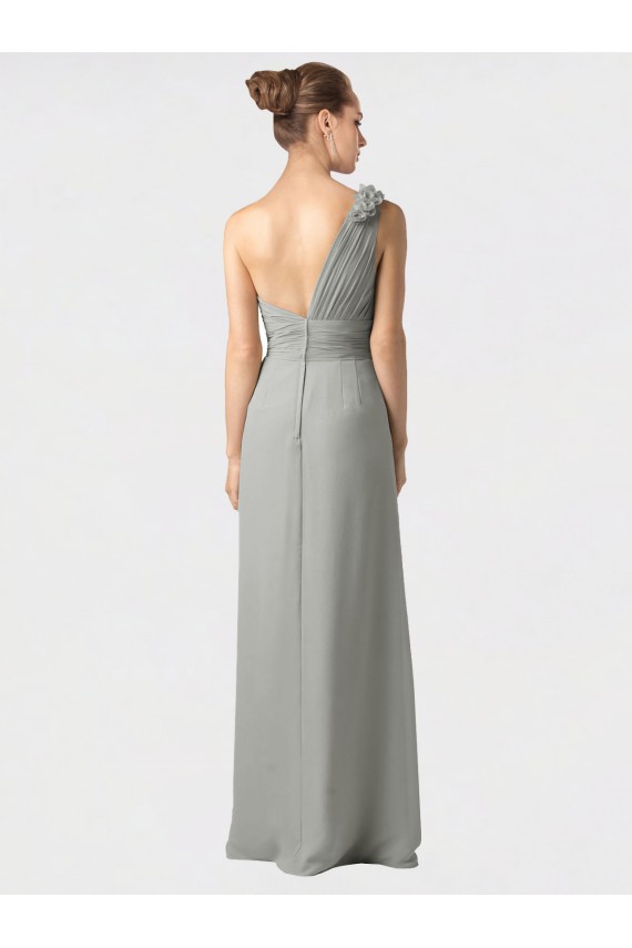 Schwarz A-Linien Eine-Schulter Chiffon Lange Brautjungfernkleider Websites