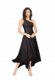 Schwarz A-Linien Eine-Schulter Trägerlos Midi Chiffon Kurze Brautjungfernkleider / Cocktailkleider / Heimkehr Kleider Websites