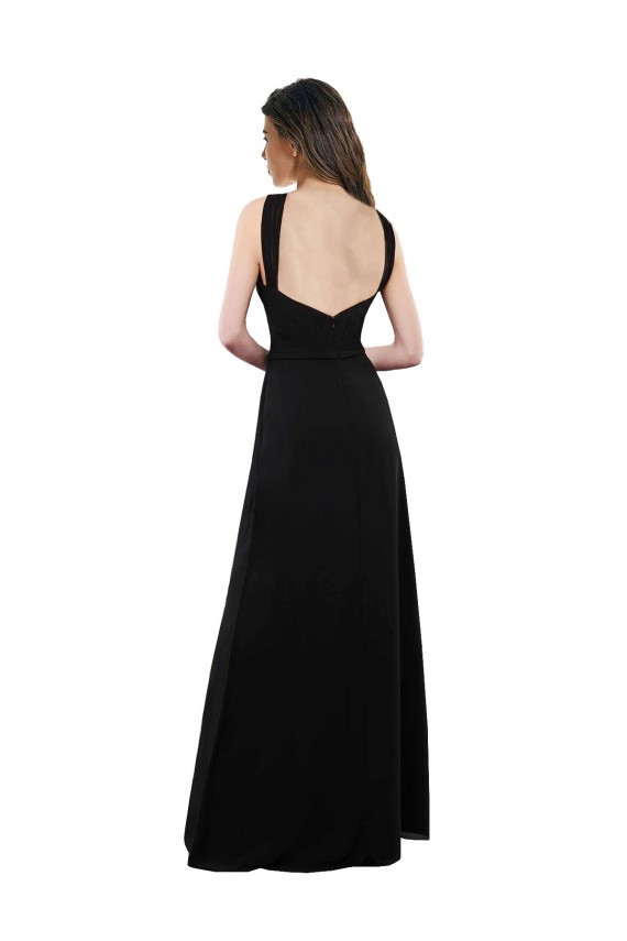 Schwarz A-Linien Neckholder Chiffon Lange Brautjungfernkleider Websites