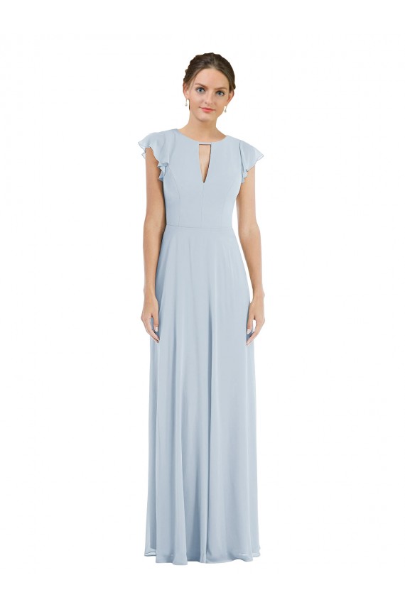 Seeglas A-Linien Chiffon Lange Formale Brautjungfernkleider / Abendkleider Websites