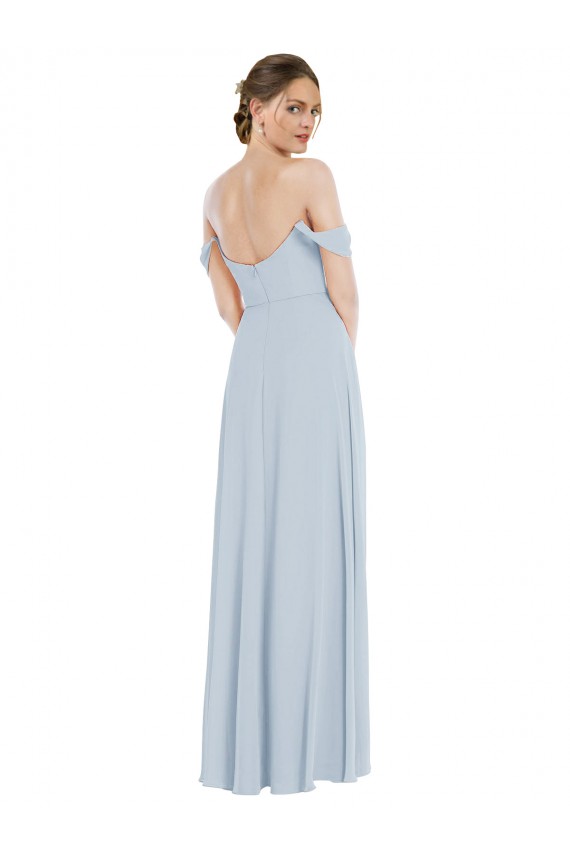 Seeglas A-Linien Off-Schulter Chiffon Lange Brautjungfernkleider Websites