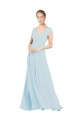 Seeglas A-Linien V-Ausschnitt Chiffon Lange Brautjungfernkleider Websites