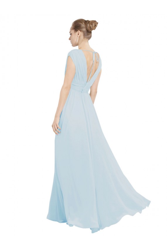 Seeglas A-Linien V-Ausschnitt Chiffon Lange Brautjungfernkleider Websites