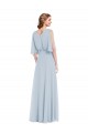 Seeglas A-Linien V-Ausschnitt Chiffon Lange Brautjungfernkleider Websites