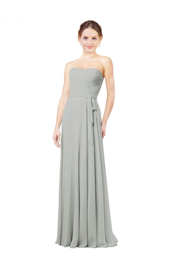 Silber A-Linien Chiffon Lange Brautjungfernkleider Websites