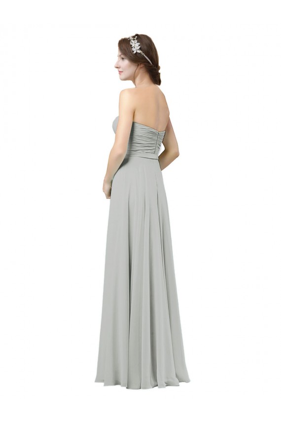 Silber A-Linien Chiffon Lange Brautjungfernkleider Websites
