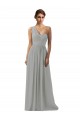 Silber A-Linien Eine-Schulter Chiffon Lange Brautjungfernkleider Websites