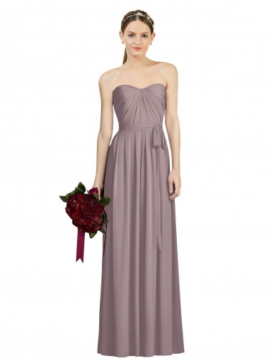 Staubige Rose A-Linien Chiffon Lange Brautjungfernkleider Websites