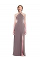 Staubige Rose A-Linien Neckholder Chiffon Lange Formale Brautjungfernkleider / Abendkleider Websites