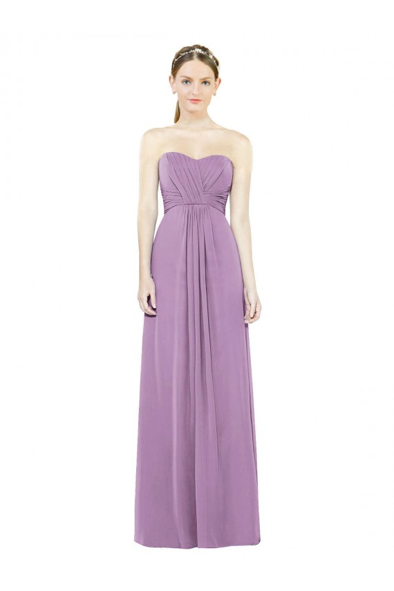 Staubiger Lavendel A-Linien Chiffon Lange Brautjungfernkleider Websites