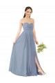 Staubiges Blau A-Linien Chiffon Lange Brautjungfernkleider Websites