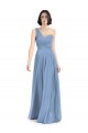 Staubiges Blau A-Linien Eine-Schulter Chiffon Lange Brautjungfernkleider Websites