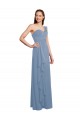 Staubiges Blau A-Linien Eine-Schulter Chiffon Lange Brautjungfernkleider Websites