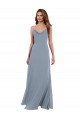 Staubiges Blau A-Linien Haube Ausschnitt Chiffon Lange Brautjungfernkleider Websites