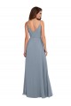 Staubiges Blau A-Linien Haube Ausschnitt Chiffon Lange Brautjungfernkleider Websites