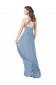 Staubiges Blau A-Linien Neckholder Chiffon Lange Brautjungfernkleider Websites