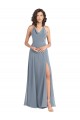 Staubiges Blau A-Linien Neckholder Haube Ausschnitt Chiffon Lange Brautjungfernkleider Websites