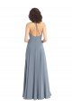 Staubiges Blau A-Linien Neckholder Haube Ausschnitt Chiffon Lange Brautjungfernkleider Websites