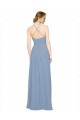 Staubiges Blau A-Linien Neckholder Stehkragen Ausschnitt Chiffon Lange Brautjungfernkleider Websites