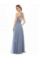 Staubiges Blau A-Linien Neckholder Stehkragen Ausschnitt Chiffon Lange Brautjungfernkleider Websites