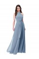 Staubiges Blau A-Linien Neckholder Stehkragen Ausschnitt Chiffon Lange Brautjungfernkleider Websites