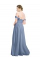 Staubiges Blau A-Linien Off-Schulter Chiffon Lange Brautjungfernkleider Websites