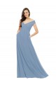 Staubiges Blau A-Linien Off-Schulter Chiffon Lange Brautjungfernkleider Websites