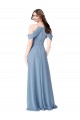 Staubiges Blau A-Linien Off-Schulter Chiffon Lange Brautjungfernkleider Websites