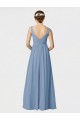 Staubiges Blau A-Linien Spaghetti-Träger Chiffon Lange Brautjungfernkleider Websites