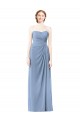 Staubiges Blau A-Linien Trägerlos Chiffon Lange Brautjungfernkleider Websites