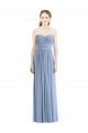 Staubiges Blau A-Linien Trägerlos Chiffon Lange Brautjungfernkleider Websites