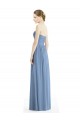 Staubiges Blau A-Linien Trägerlos Chiffon Lange Brautjungfernkleider Websites
