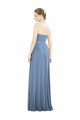 Staubiges Blau A-Linien Trägerlos Chiffon Lange Brautjungfernkleider Websites