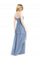 Staubiges Blau A-Linien Trägerlos Chiffon Lange Brautjungfernkleider Websites