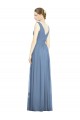 Staubiges Blau A-Linien V-Ausschnitt Chiffon Lange Brautjungfernkleider Websites