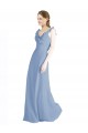 Staubiges Blau A-Linien V-Ausschnitt Chiffon Lange Brautjungfernkleider Websites