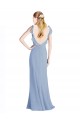 Staubiges Blau A-Linien V-Ausschnitt Chiffon Lange Brautjungfernkleider Websites