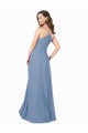 Staubiges Blau A-Linien V-Ausschnitt Chiffon Lange Brautjungfernkleider Websites