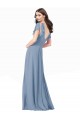 Staubiges Blau A-Linien V-Ausschnitt Chiffon Lange Brautjungfernkleider / Abiballkleider Websites