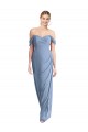 Staubiges Blau Meerjungfrau Off-Schulter Chiffon Lange Brautjungfernkleider Websites