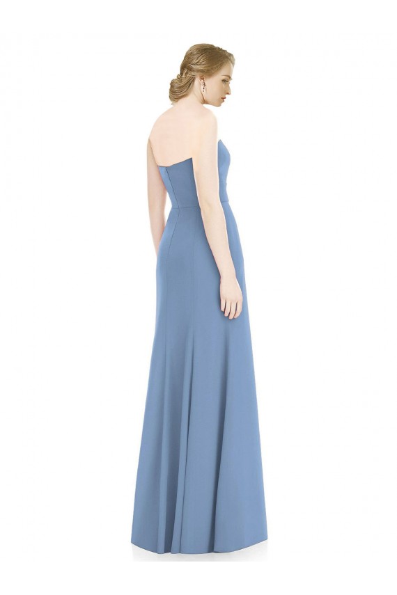 Staubiges Blau Meerjungfrau Trägerlos Chiffon Lange Brautjungfernkleider Websites