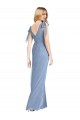 Staubiges Blau Meerjungfrau V-Ausschnitt Chiffon Lange Brautjungfernkleider Websites