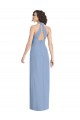 Staubiges Blau Trompete Neckholder V-Ausschnitt Chiffon Lange Formale Brautjungfernkleider / Abendkleider Websites