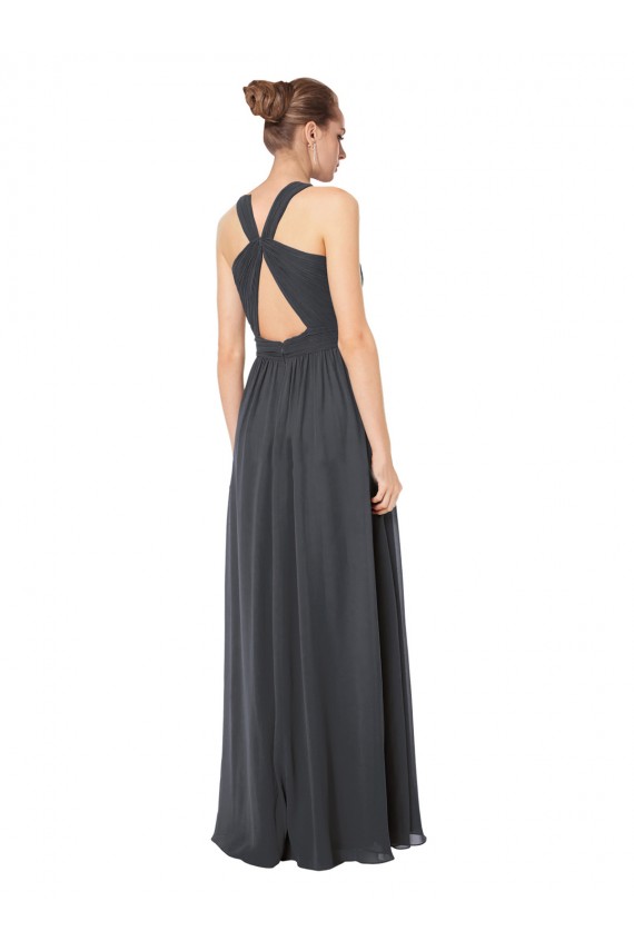 Stormy Silver A-Linien Neckholder Chiffon Lange Brautjungfernkleider Websites